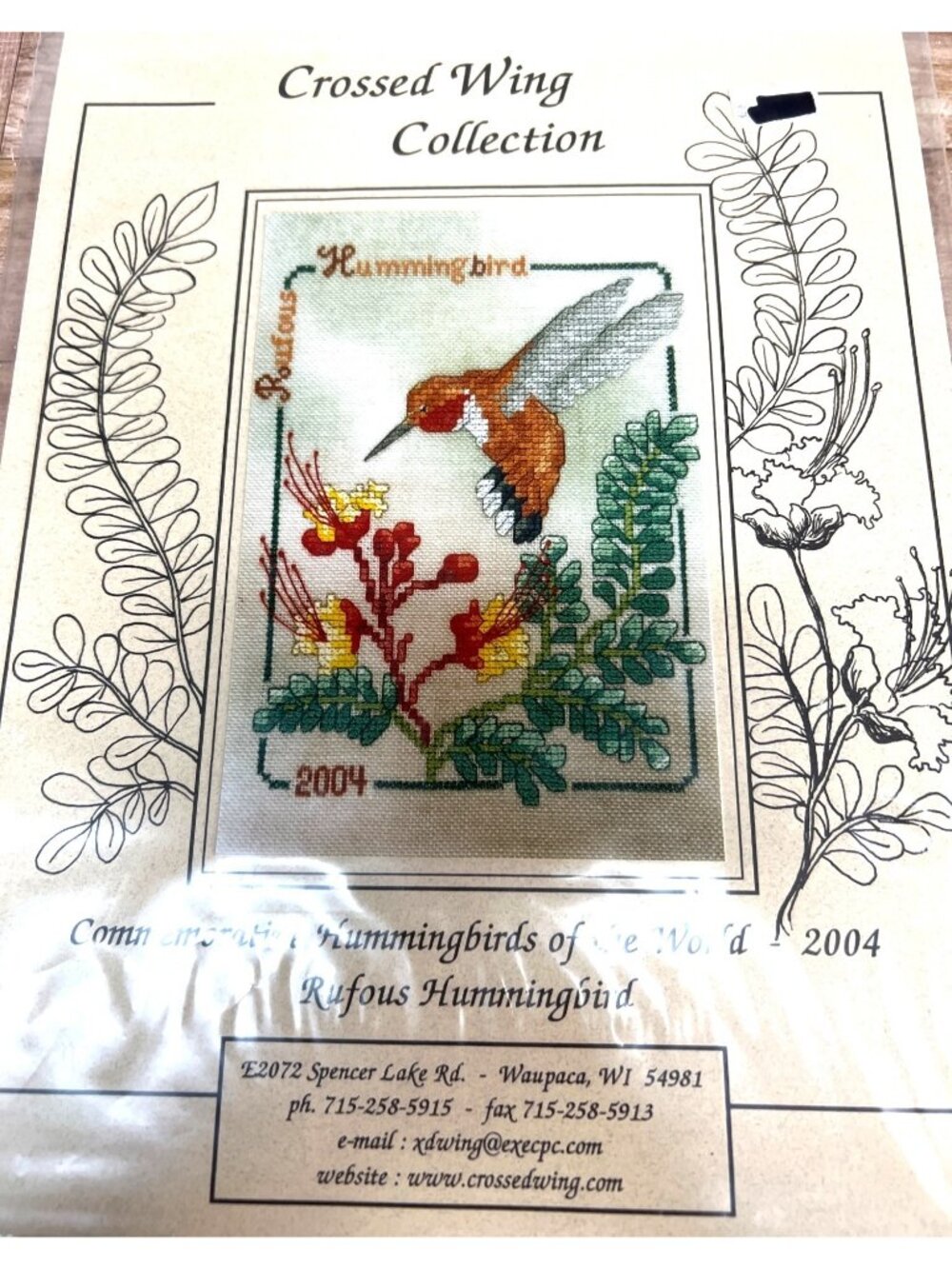 Crossed Wing Collection Rufous Hummingbird Cross-Stitch Pattern 2004 - Picture 2 of 2